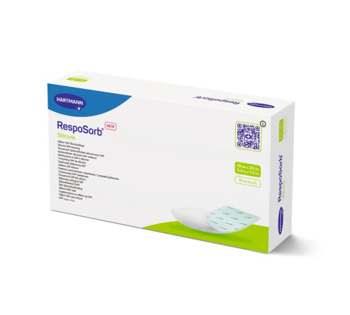 Сорбційна пов'язка RespoSorb Silicone 10см х 20см 1шт силіконова з суперабсорбуючим полімером