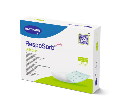 Сорбційна пов'язка RespoSorb Silicone 20см х 25см 1шт силіконова з суперабсорбуючим полімером