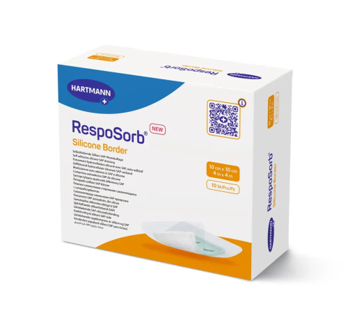 Сорбційна пов'язка RespoSorb Silicone Border 10см х 10см 1шт самоклеюча з суперабсорбуючим полімером