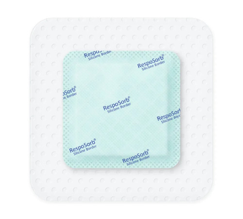 Сорбційна пов'язка RespoSorb Silicone Border 10см х 10см 1шт самоклеюча з суперабсорбуючим полімером