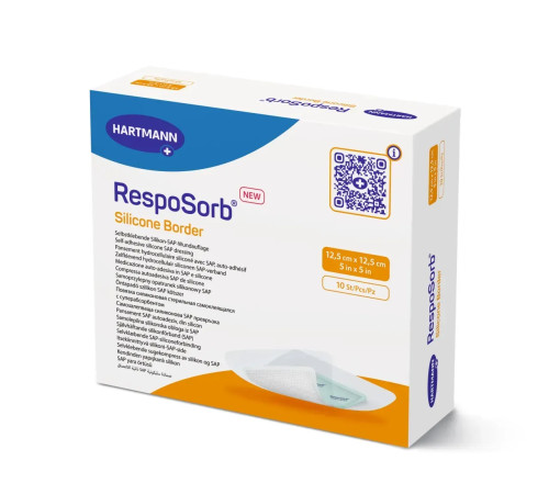Сорбційна пов'язка RespoSorb Silicone Border 12,5см х 12,5см 1шт самоклеюча з суперабсорбуючим полімером