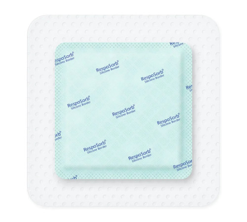 Сорбційна пов'язка RespoSorb Silicone Border 12,5см х 12,5см 1шт самоклеюча з суперабсорбуючим полімером