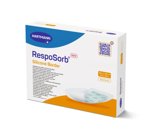 Сорбційна пов'язка RespoSorb Silicone Border 16см х 26см 1шт самоклеюча з суперабсорбуючим полімером