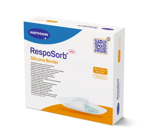 Сорбційна пов'язка RespoSorb Silicone Border 20см х 20см 1шт самоклеюча з суперабсорбуючим полімером