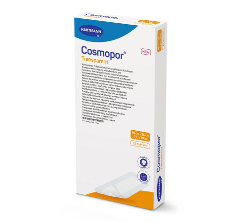 Пов'язка прозора плівкова з абсорбуючою подушечкою Cosmopor Transparent 10х25см 1шт