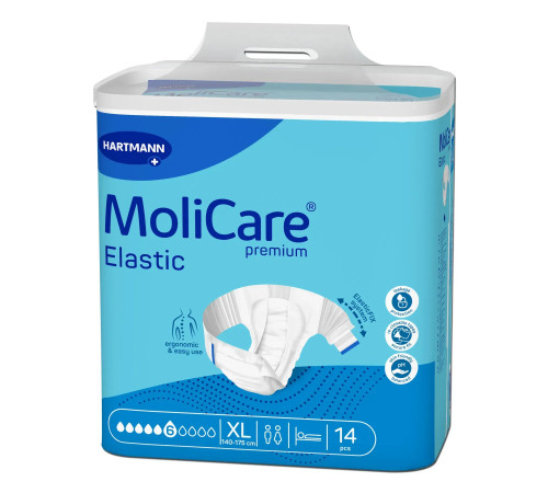 Підгузки для дорослих MoliCare Premium Elastic 6 крапель XL 14шт з еластичними бічними вставками