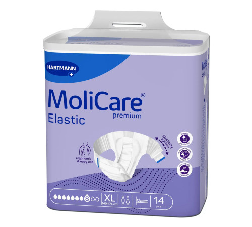 Підгузки для дорослих MoliCare Premium Elastic 8 крапель XL 14шт з еластичними бічними вставками