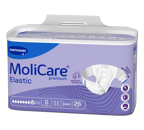 Підгузки для дорослих MoliCare Premium Elastic 8 крапель S 26шт з еластичними бічними вставками