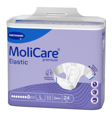 Підгузки для дорослих MoliCare Premium Elastic 8 крапель L 24шт з еластичними бічними вставками