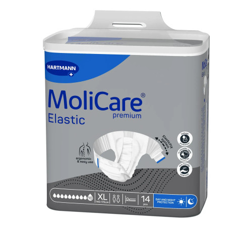 Підгузки для дорослих MoliCare Premium Elastic 10 крапель XL 14шт з еластичними бічними вставками