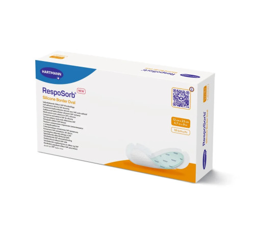 Сорбційна пов'язка RespoSorb Silicone Border Oval 12см х 23см 1шт самоклеюча суперабсорбуюча