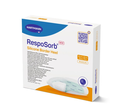 Сорбційна пов'язка RespoSorb Silicone Border Heel 25см х 25см 1шт самоклеюча суперабсорбуюча