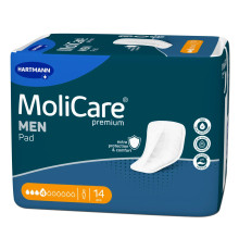 Прокладки урологічні для чоловіків MoliCare® Premium MEN PAD 4 краплі 14шт, V-подібної форми з манжетами