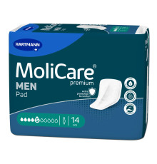 Прокладки урологічні для чоловіків MoliCare® Premium MEN PAD 5 крапель 14шт, V-подібної форми з манжетами