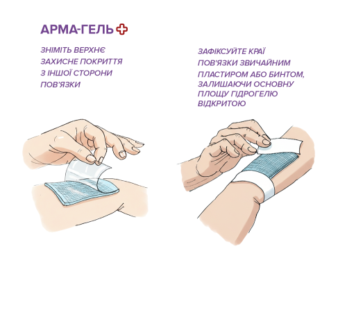 Пов'язка гідрогелева Арма-гель+ знеболювальна (з лідокаїном) 10х10 см 2мм