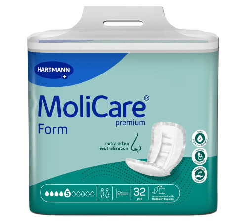 Прокладки анатомічної форми при нетриманні сечі та калу MoliCare Premium Form 5 крапель 32шт