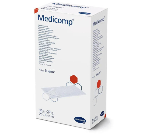 Салфетка Medicomp 10см х 20см 25*2шт из нетканого материала