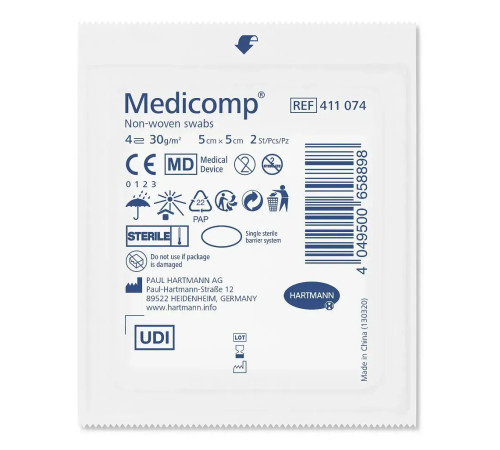 Салфетка Medicomp 5см х 5см 2 шт из нетканого материала