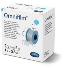 Пластир фіксуючий Omnifilm 2,5 см х 5 м 1шт із прозорої плівки