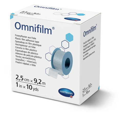Пластир фіксуючий Omnifilm 2,5 см х 9.2м 1шт із прозорої плівки