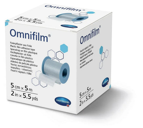 Пластир фіксуючий Omnifilm 5 см х 5 м 1шт із прозорої плівки
