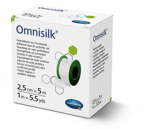 Пластир фіксуючий Omnisilk 2,5 см х 5м 1шт зі штучного шовку
