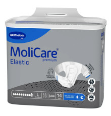 Підгузки для дорослих MoliCare Premium Elastic 10 крапель L 14шт з еластичними бічними вставками