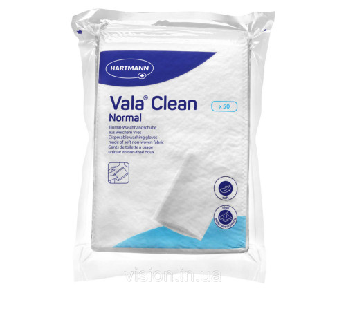 Одноразовые рукавички для мытья Вала Клин нормал / Vala Clean normal 50шт