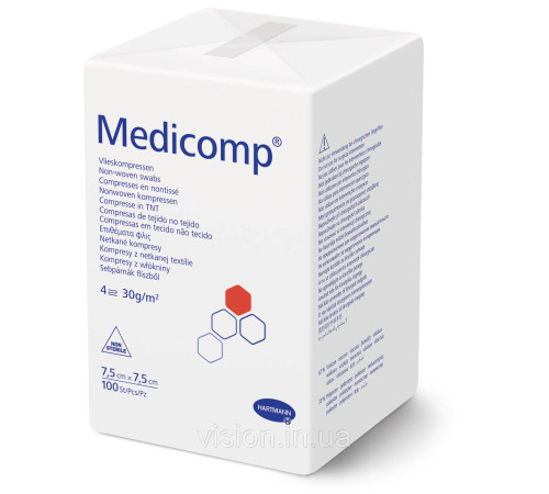 Салфетка Medicomp non-sterile 7,5см х 7,5см 100 шт из нетканого материала не стерильные