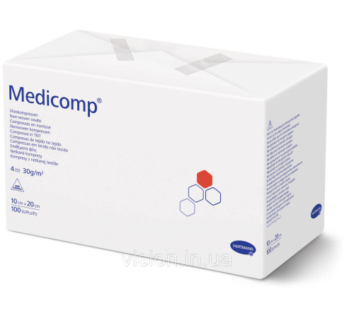 Салфетка Medicomp non-sterile 10см х 20см 100 шт из нетканого материала не стерильные